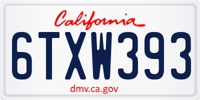 CA license plate 6TXW393