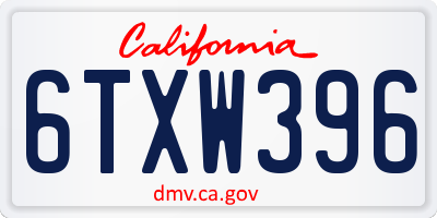 CA license plate 6TXW396