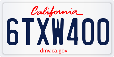 CA license plate 6TXW400