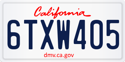 CA license plate 6TXW405