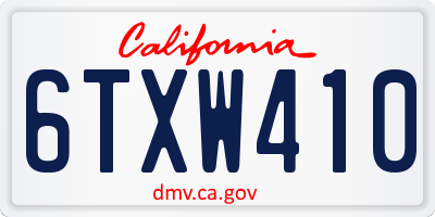 CA license plate 6TXW410
