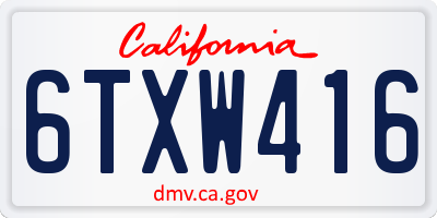 CA license plate 6TXW416