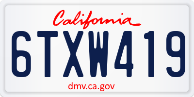 CA license plate 6TXW419
