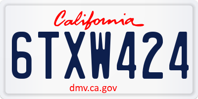 CA license plate 6TXW424