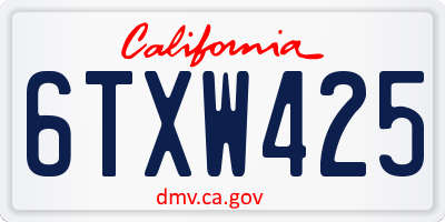 CA license plate 6TXW425