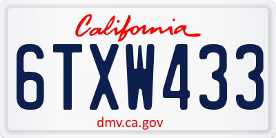 CA license plate 6TXW433