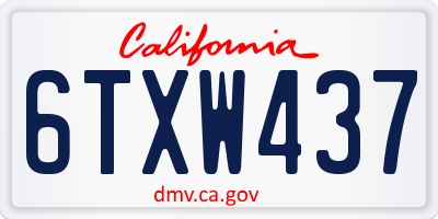 CA license plate 6TXW437