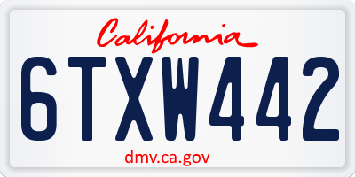 CA license plate 6TXW442
