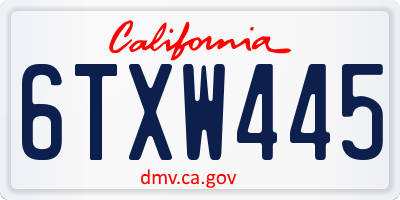 CA license plate 6TXW445
