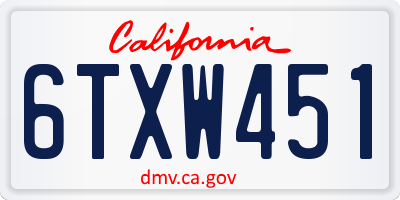 CA license plate 6TXW451
