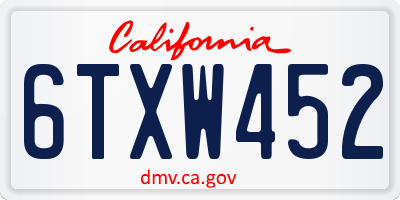 CA license plate 6TXW452