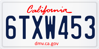 CA license plate 6TXW453