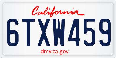 CA license plate 6TXW459