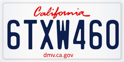 CA license plate 6TXW460