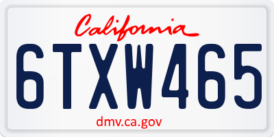 CA license plate 6TXW465