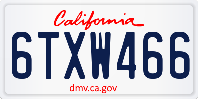 CA license plate 6TXW466