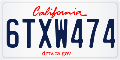 CA license plate 6TXW474