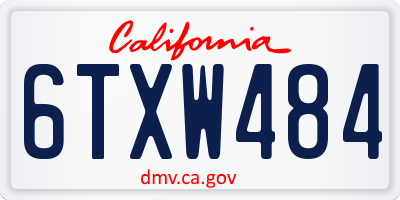 CA license plate 6TXW484