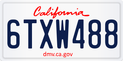 CA license plate 6TXW488