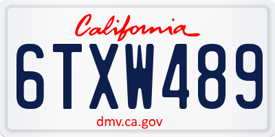 CA license plate 6TXW489