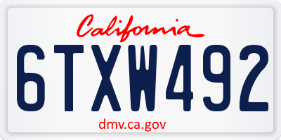 CA license plate 6TXW492