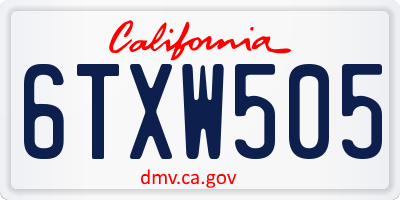 CA license plate 6TXW505