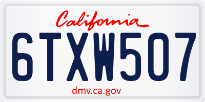 CA license plate 6TXW507