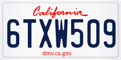 CA license plate 6TXW509