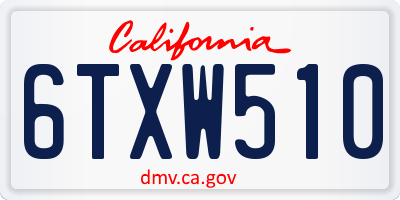 CA license plate 6TXW510