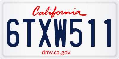 CA license plate 6TXW511