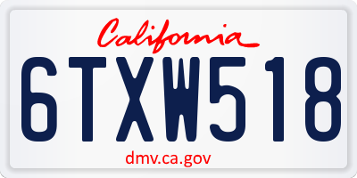 CA license plate 6TXW518