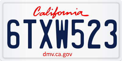 CA license plate 6TXW523