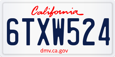 CA license plate 6TXW524