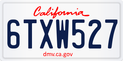 CA license plate 6TXW527