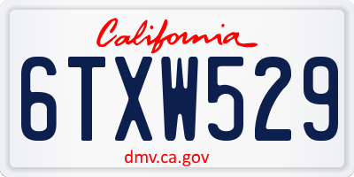 CA license plate 6TXW529