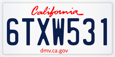 CA license plate 6TXW531