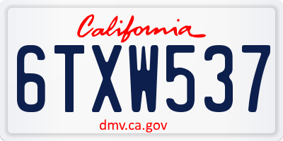 CA license plate 6TXW537