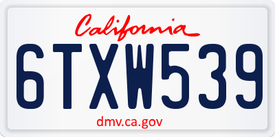 CA license plate 6TXW539