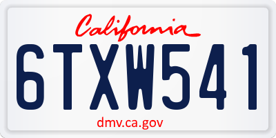 CA license plate 6TXW541