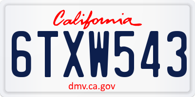 CA license plate 6TXW543