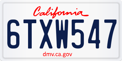 CA license plate 6TXW547