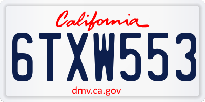 CA license plate 6TXW553