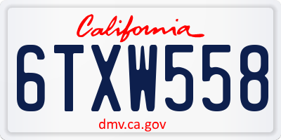CA license plate 6TXW558