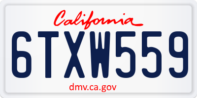 CA license plate 6TXW559