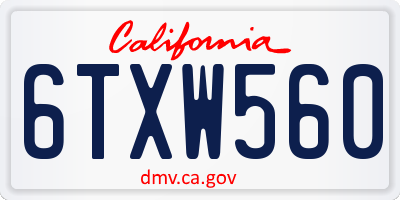 CA license plate 6TXW560