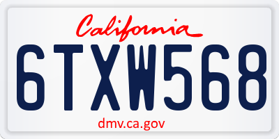 CA license plate 6TXW568