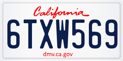 CA license plate 6TXW569