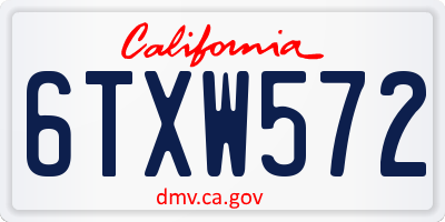 CA license plate 6TXW572