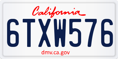CA license plate 6TXW576