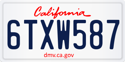 CA license plate 6TXW587